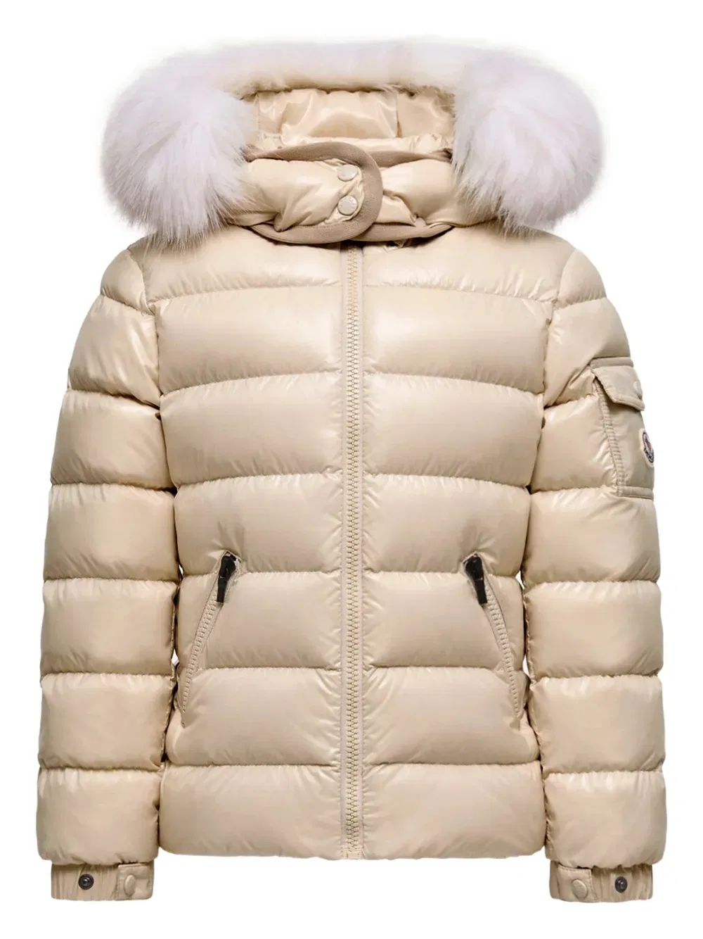 Куртка Badyf с капюшоном и отделкой из искусственного меха Moncler Enfant, нейтральный