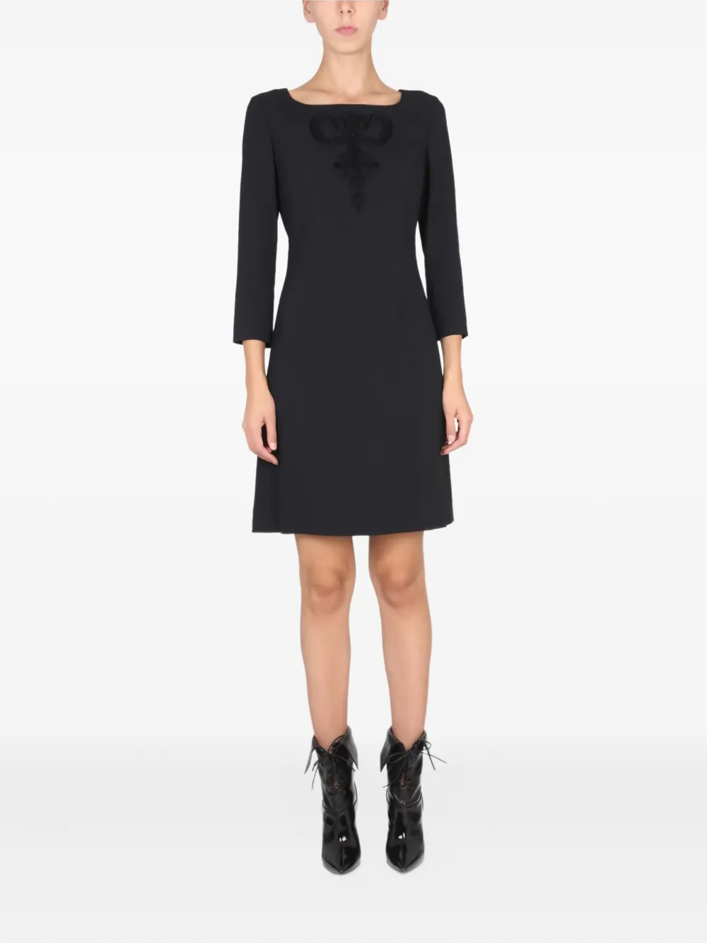 

Мини-платье из кадди с аппликацией Boutique Moschino, черный