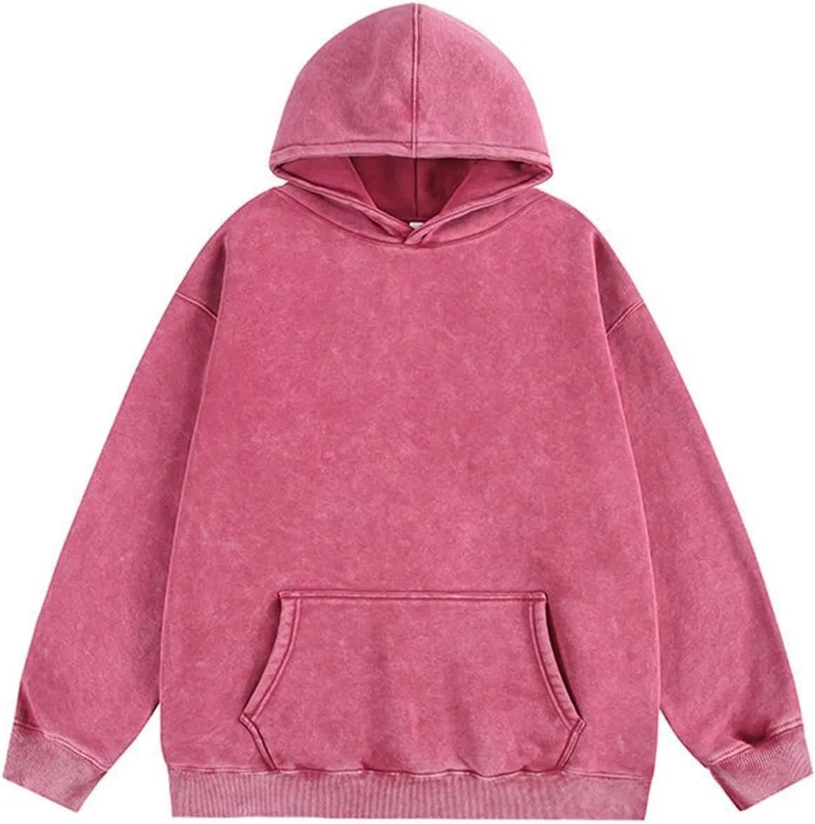 Мужской худи с флисовой подкладкой, свободный, с капюшоном и карманами, Hot Pink — фото 3