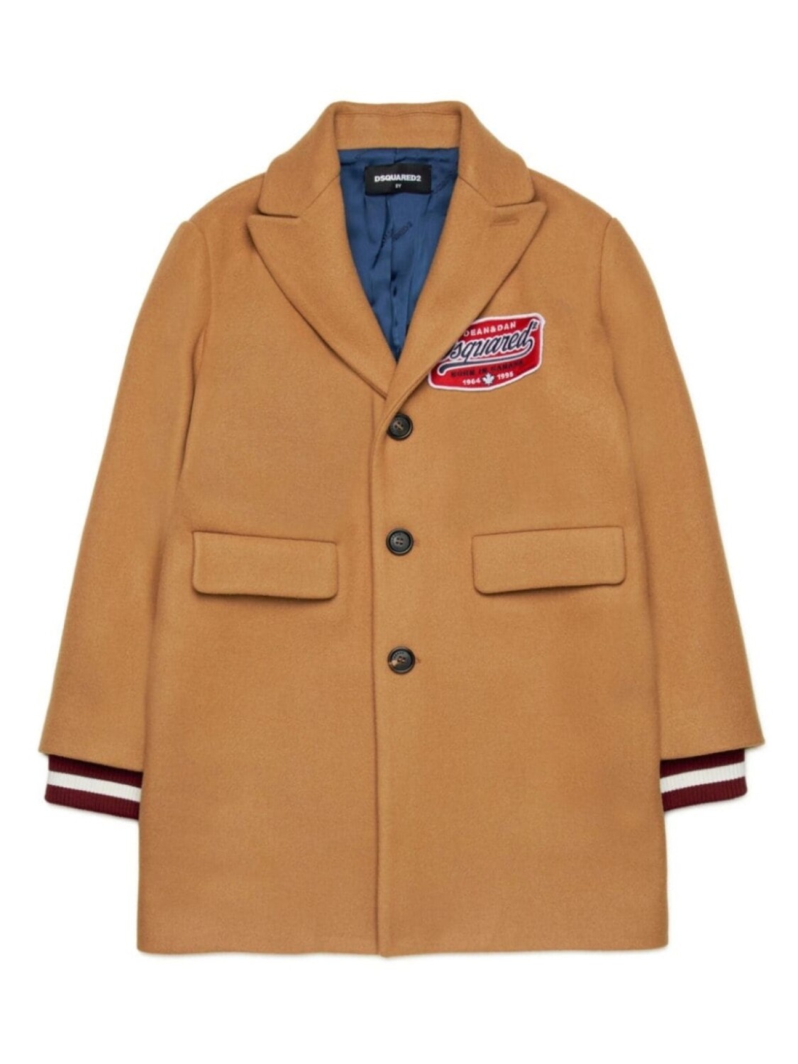 

DSQUARED2 KIDS однобортный пиджак с нашивкой-логотипом, коричневый