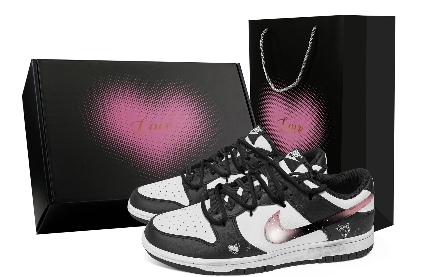 

Dunk Encounter, Heart Box Abrasion Resistant низкие кедры для скейтборда унисекс черный розовый Nike, черный/розовый