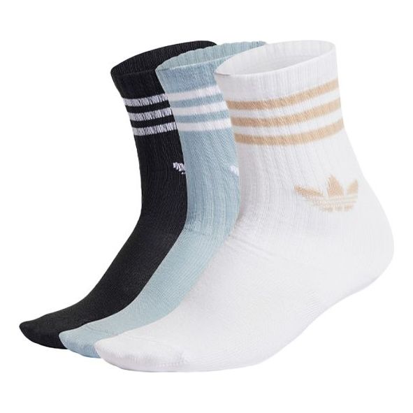 

Носки (GS) adidas originals Crew Socks 3 Pairs Logo 'White Black Blue' HL9337, разноцветный