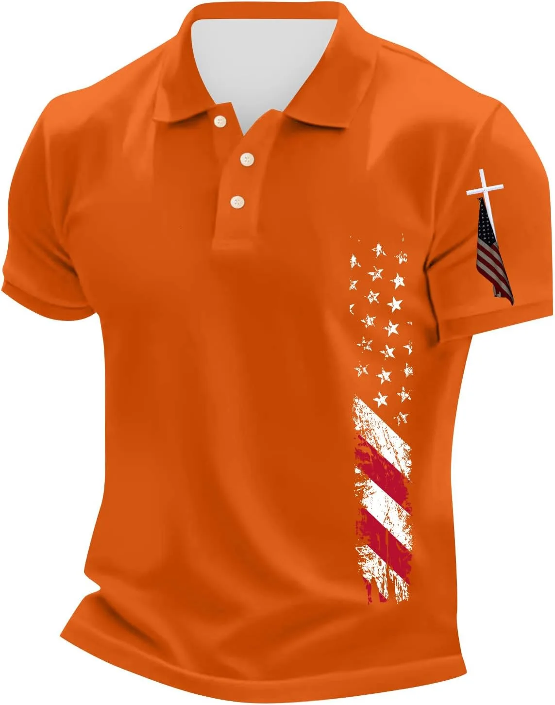 

Короткий поло для мужчин с графическим принтом в виде креста, Stretch, Raglan, S-3XL