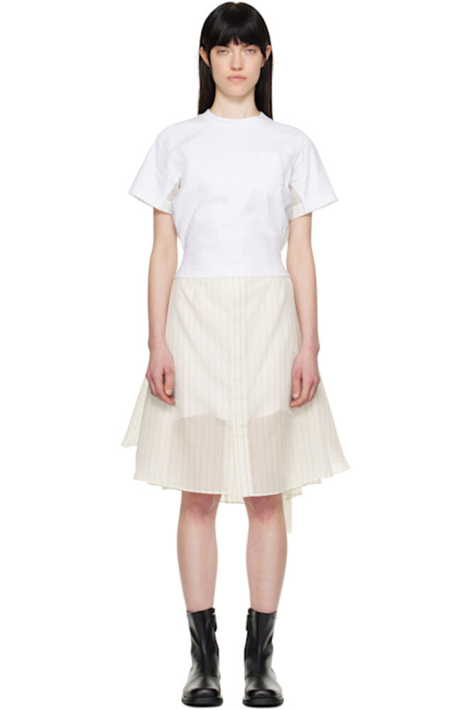 

Платье миди из органзы и хлопкового джерси Off-White sacai