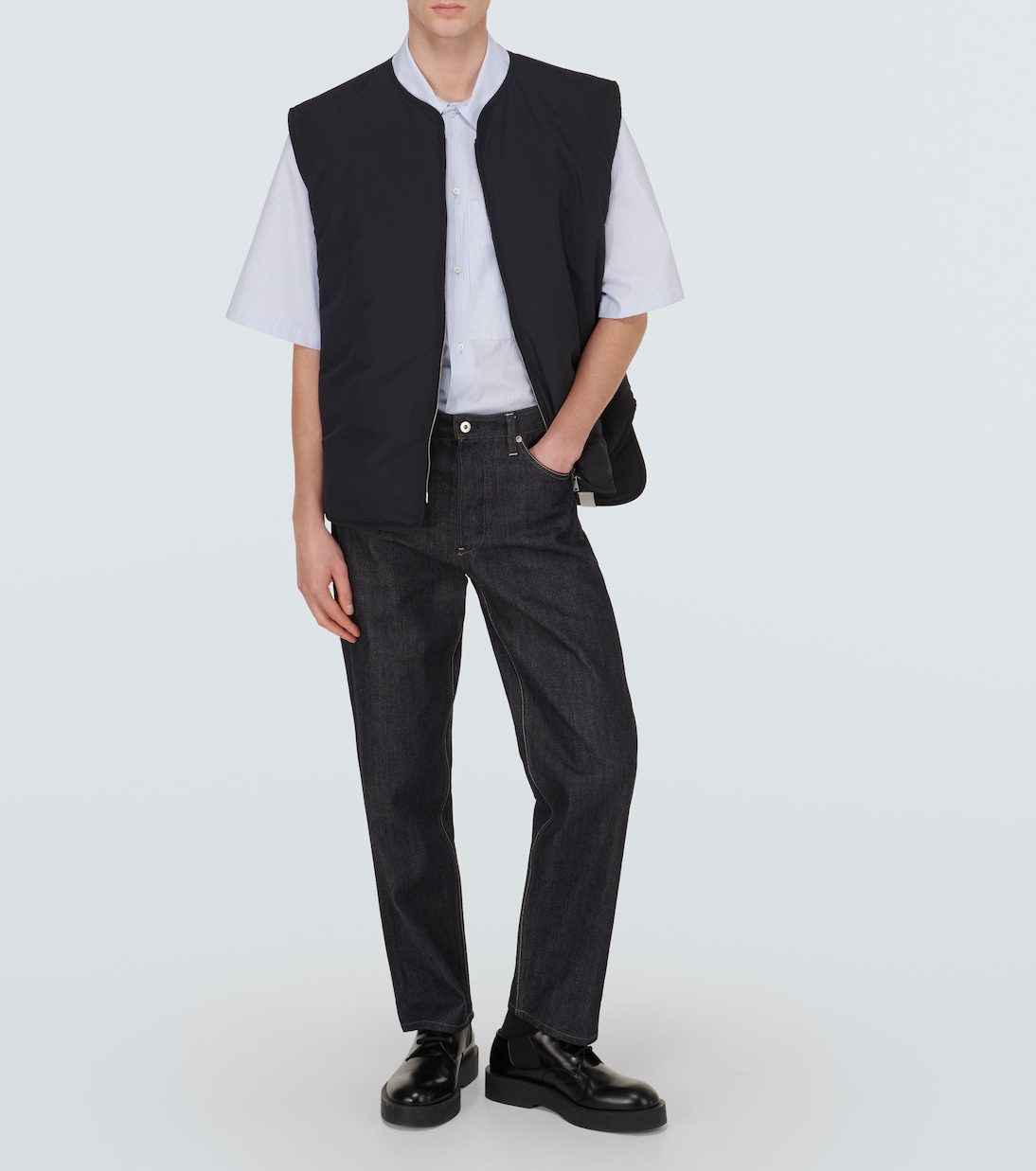 Пятничная хлопковая рубашка в тонкую полоску Jil Sander, Blue Fly Catcher — фото 2