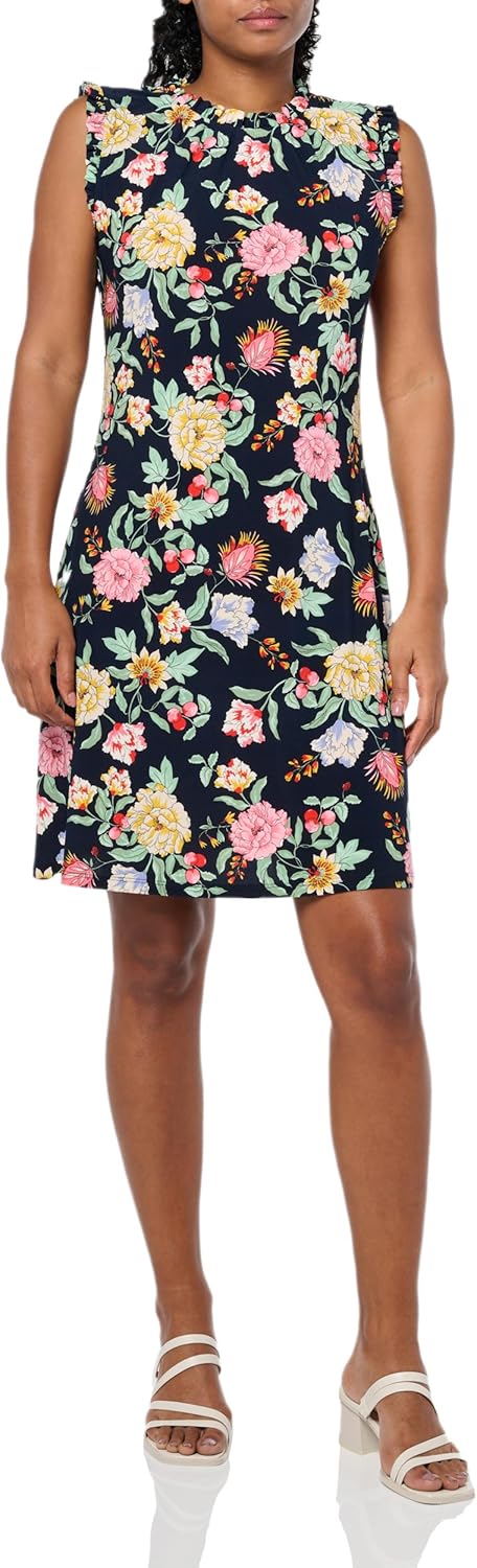 

Женское трикотажное платье Tommy Hilfiger без рукавов с оборками на шее, Sky Captain Multi