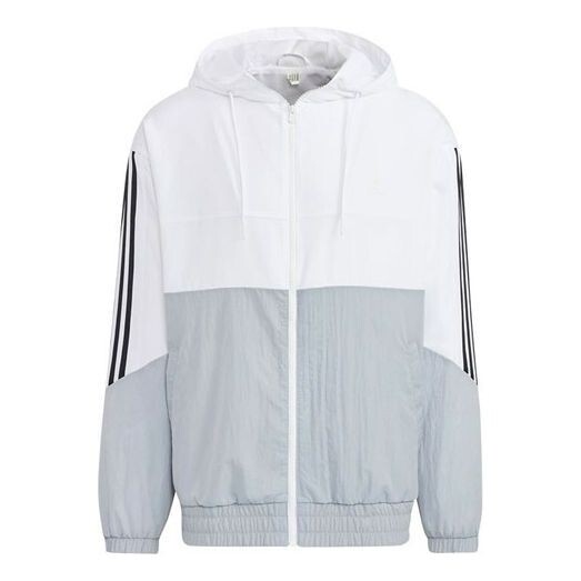 

Куртка Men's adidas U Util Wb 2 Athleisure Casual Sports Woven Color Block Splicing Stripe Jacket White, белый