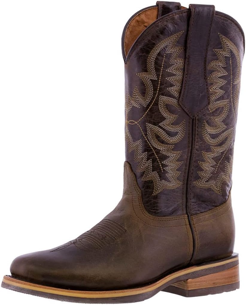 

Мужские коричневые кожаные ковбойские сапоги вестерн с носком для родео с седлом Texas Legacy