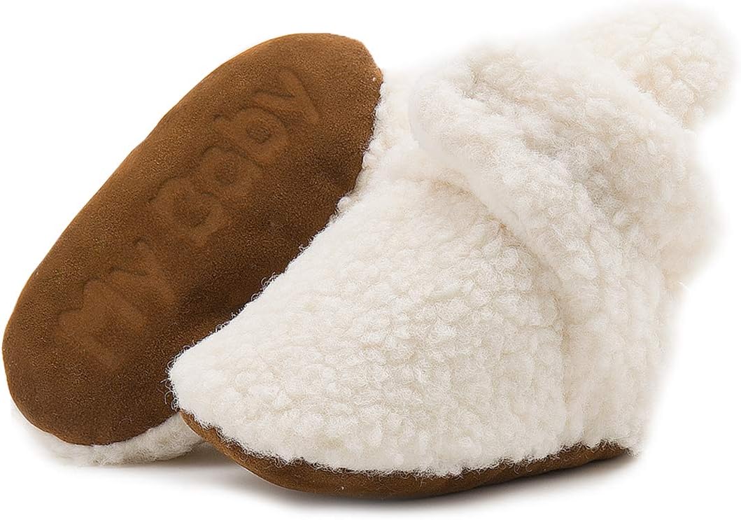 

Ohsofy Новые детские хлопковые пинетки, держатся на ножках, зимние теплые мягкие обувь, нескользящие ботиночки для малышей, тапочки для кроватки, 1-White/