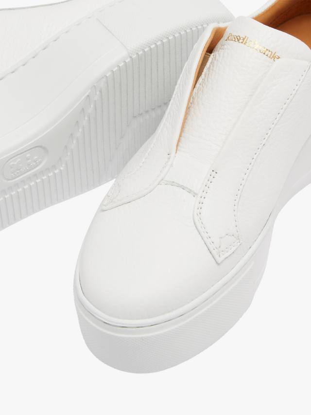 Тренеры Park Up из зерненой кожи без шнуровки на платформе Russell & Bromley, White — фото 4