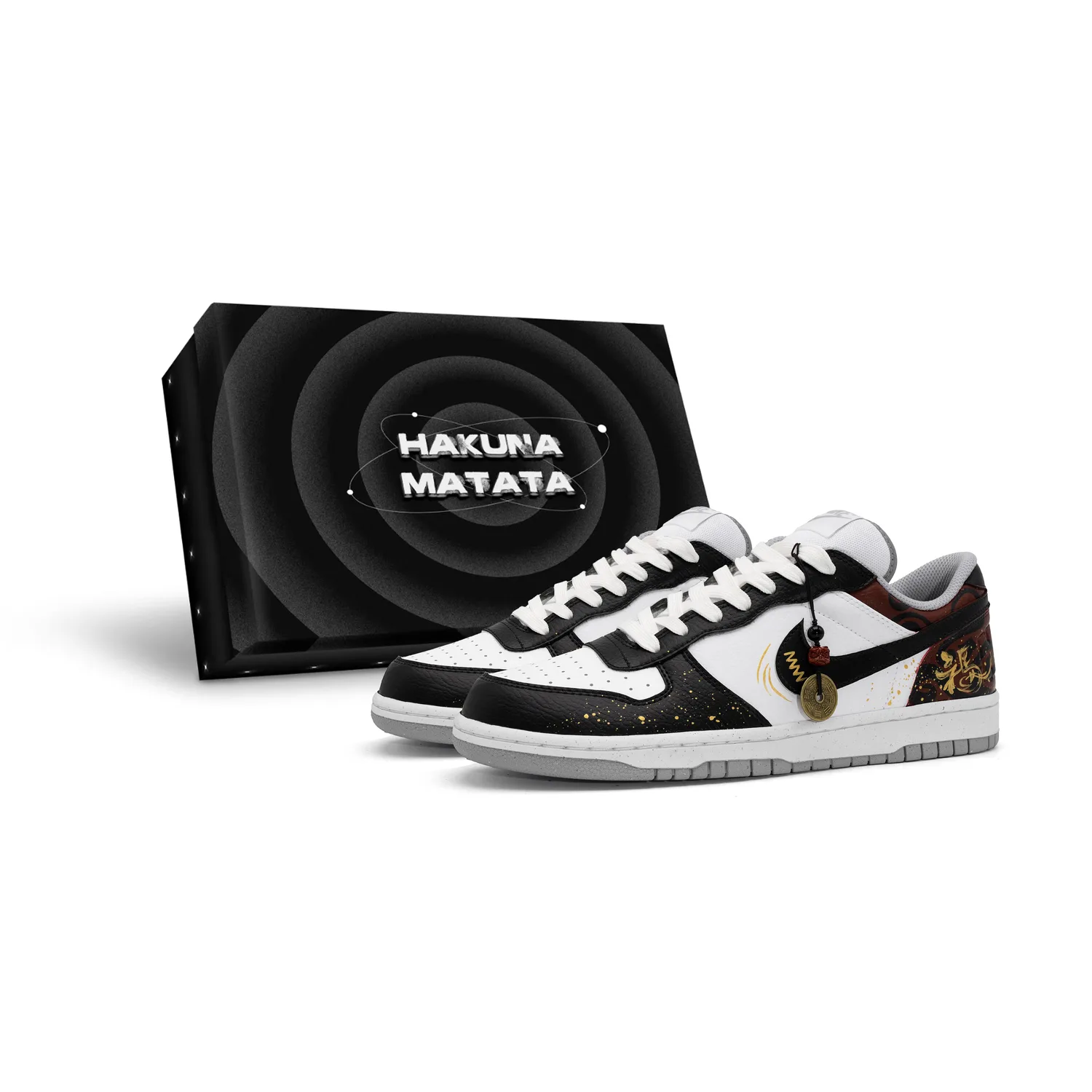 Кроссовки Big Low Horse Leaping Prosperity Box с противоскользящей подошвой, износостойкие, дышащие Nike, черный красный H-BOX