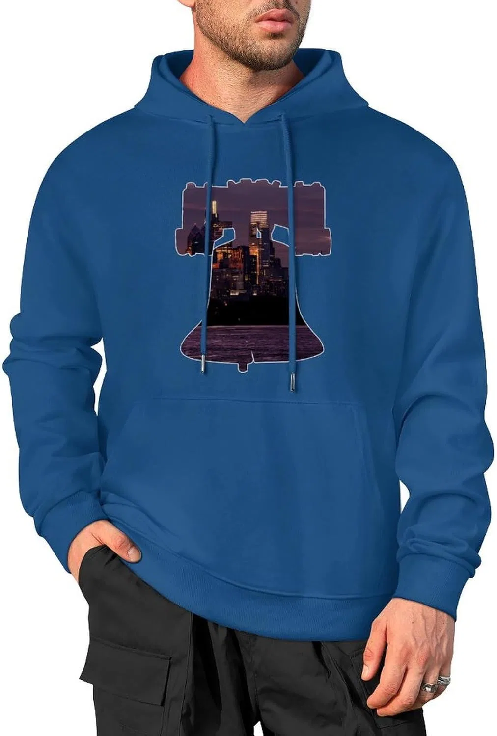 Мужские хлопковые толстовки Philadelphian Bell Night View Fashion Hoodies с карманом
