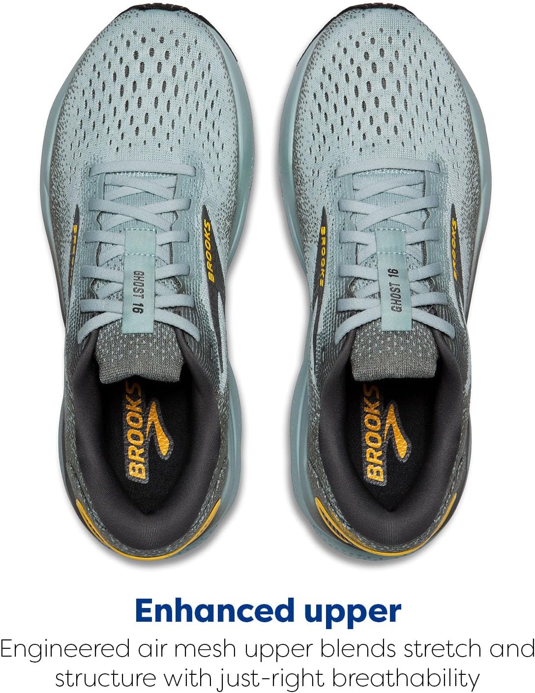 Мужские нейтральные беговые кроссовки Brooks Ghost 16, серый/золотой — фото 4