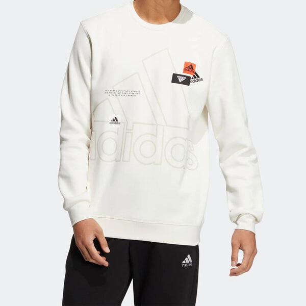Толстовка Men's adidas Mh Bp3 Crew Logo Athleisure Casual Sports Round Neck Autumn White, белый — фото 2