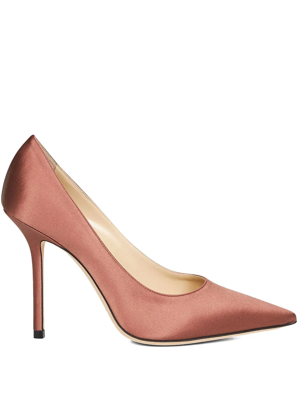 Туфли-лодочки на каблуке 100 мм из атласа с надписью "Love" Jimmy Choo, розовый