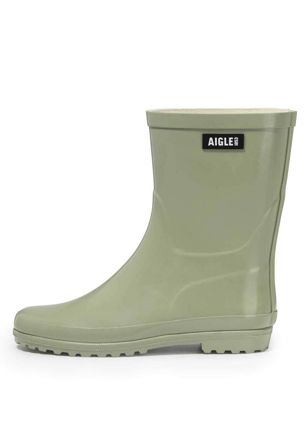 Женские резиновые сапоги Aigle короткие с логотипом, оливковый