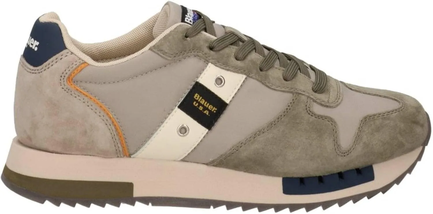 Мужские кроссовки Blauer QUEENS01 в стиле милитари, бежево-зеленые, на шнуровке, замшевые