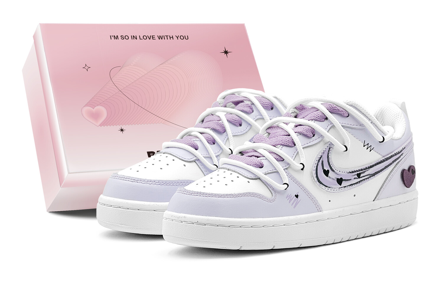

Кроссовки Nike Court Borough Skateboarding Shoes Women's Low-top Purple/White, сиреневый/фиолетовый/белый