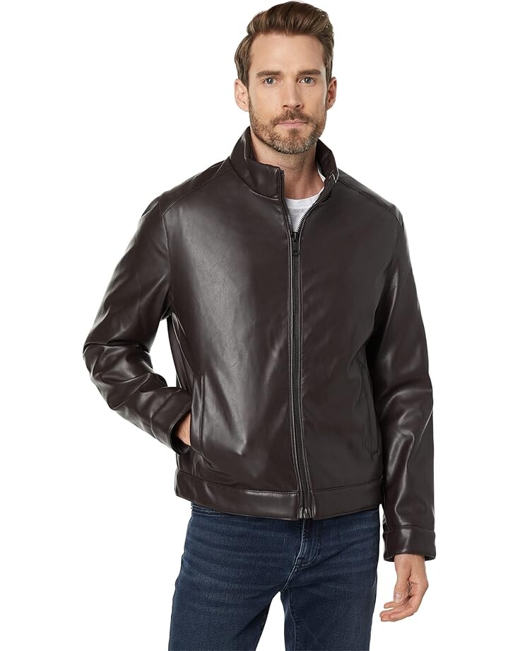 

Куртка Cole Haan 26" Clean Moto Jacket, темно-корчневый