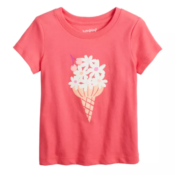 

Футболка с принтом для девочки с коротким рукавом Jumping Beans, цвет red ice cream bouquet