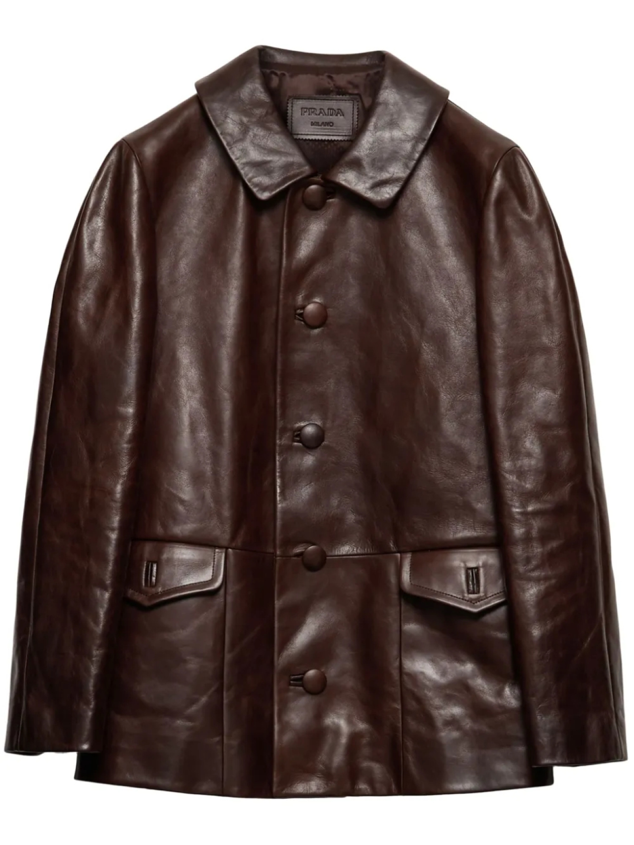 

Prada кожаная куртка, коричневый