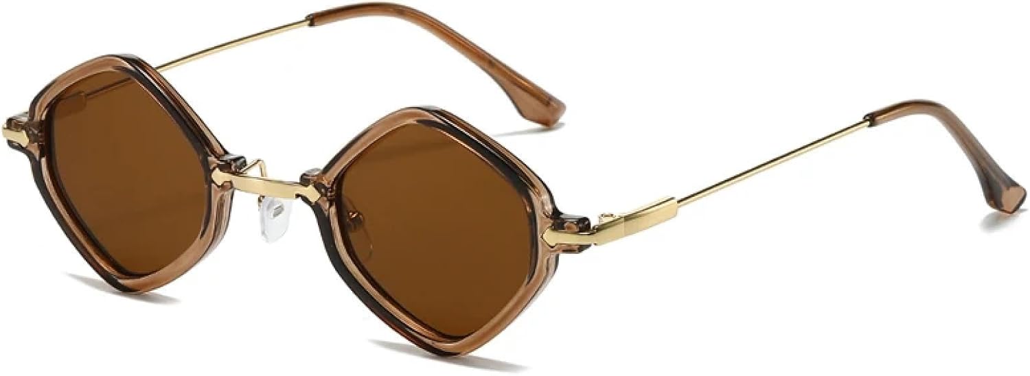 

Ретро-солнцезащитные очки в форме маленького многоугольника для женщин и мужчин, с прозрачными линзами с градиентом «океан», защитой от УФ-излучения UV400, в стиле панк TVTBBVV, Tea Tea