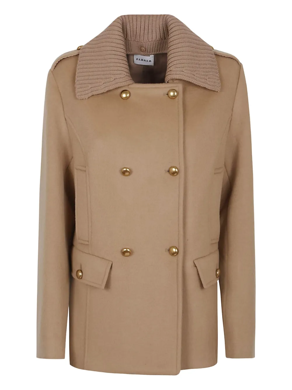 

Двубортное пальто с воротником в рубчик P.A.R.O.S.H., нейтральный
