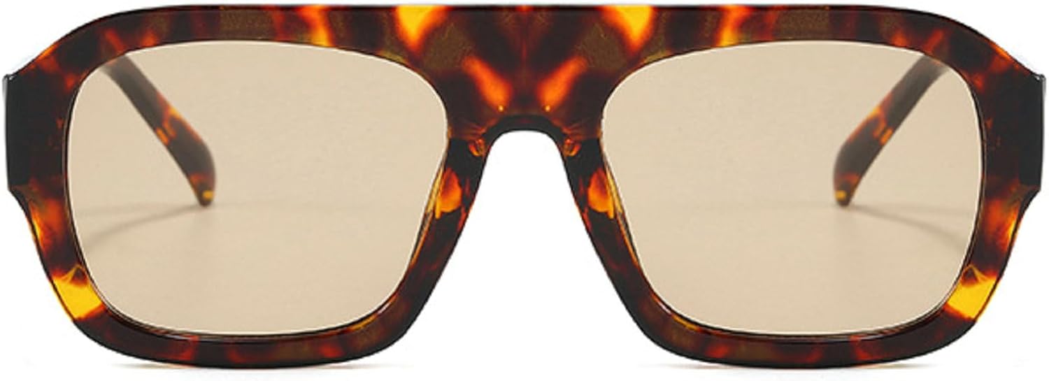 

Солнцезащитные очки в толстой квадратной оправе для женщин, винтажные солнцезащитные очки с леопардовым принтом, модные и стильные многоугольные очки для женщин mincl, Leopard Champagne