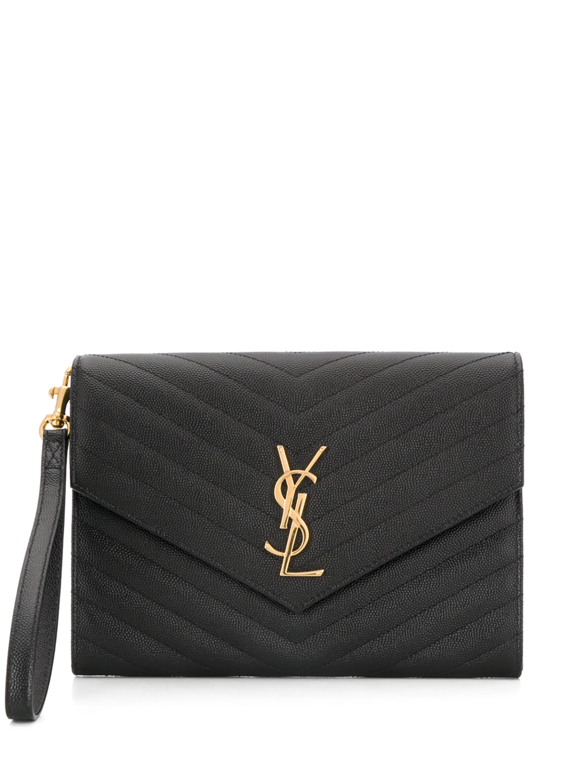 

Клатч YSL New Pouch с декором Monogram Saint Laurent, черный
