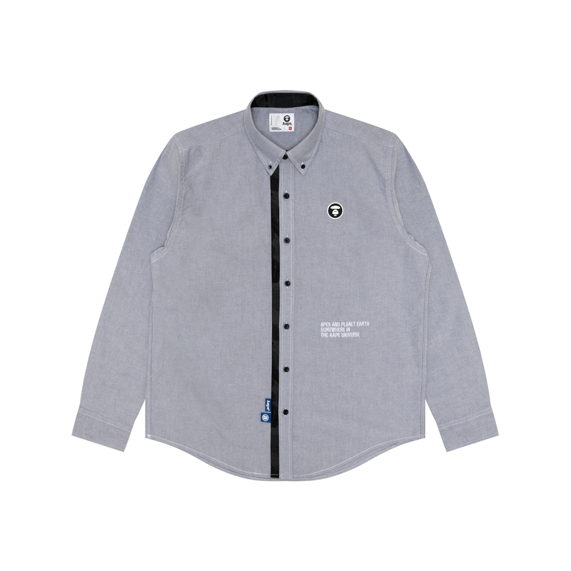 

Хлопковая рубашка с нашивкой логотипа Aape, черный серый bkx