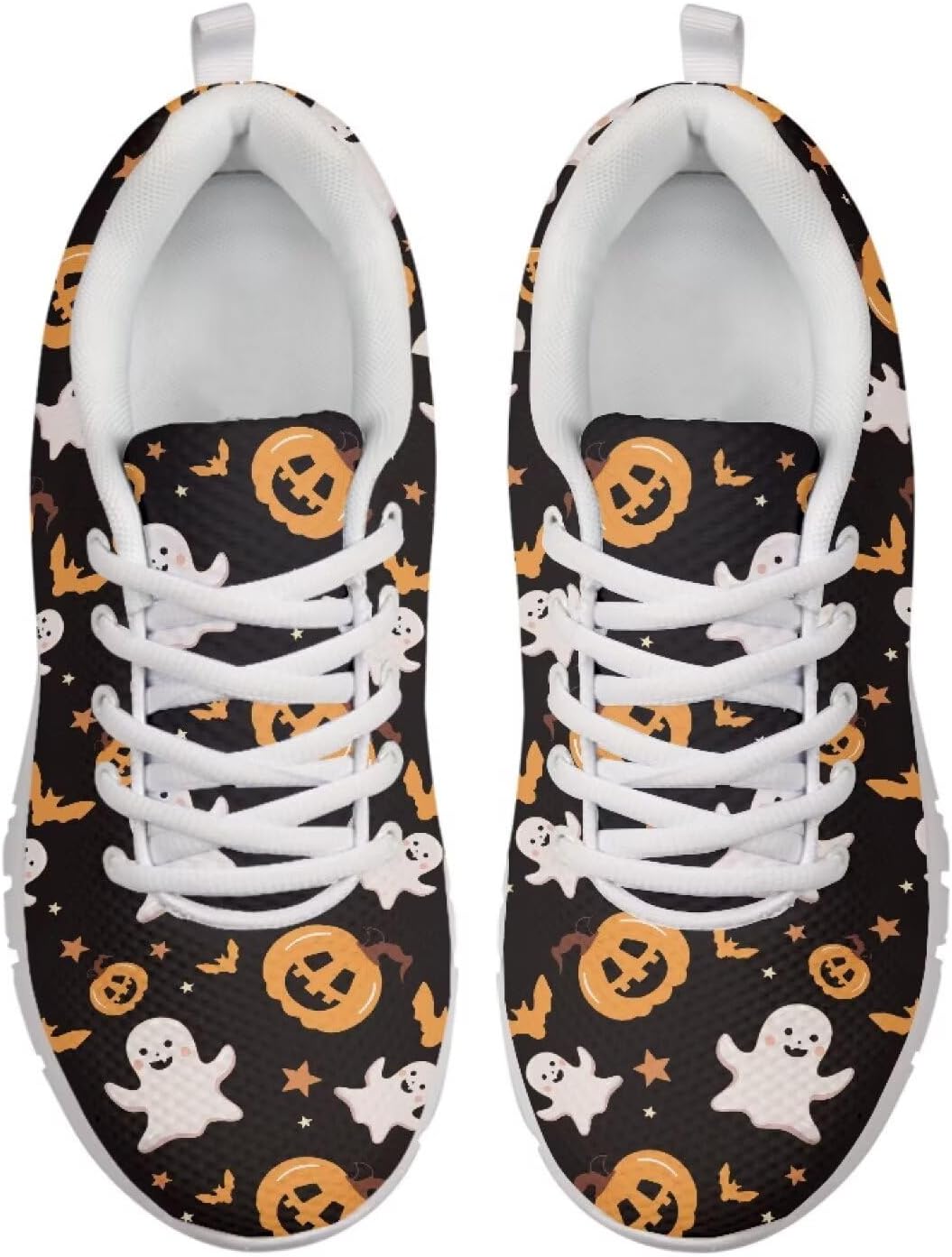 Кроссовки Forchrinse для мужчин и женщин, комфортные, на шнуровке, для ходьбы и спорта, легкие спортивные ботинки, Halloween Ghost Pumpkin Print — фото 3