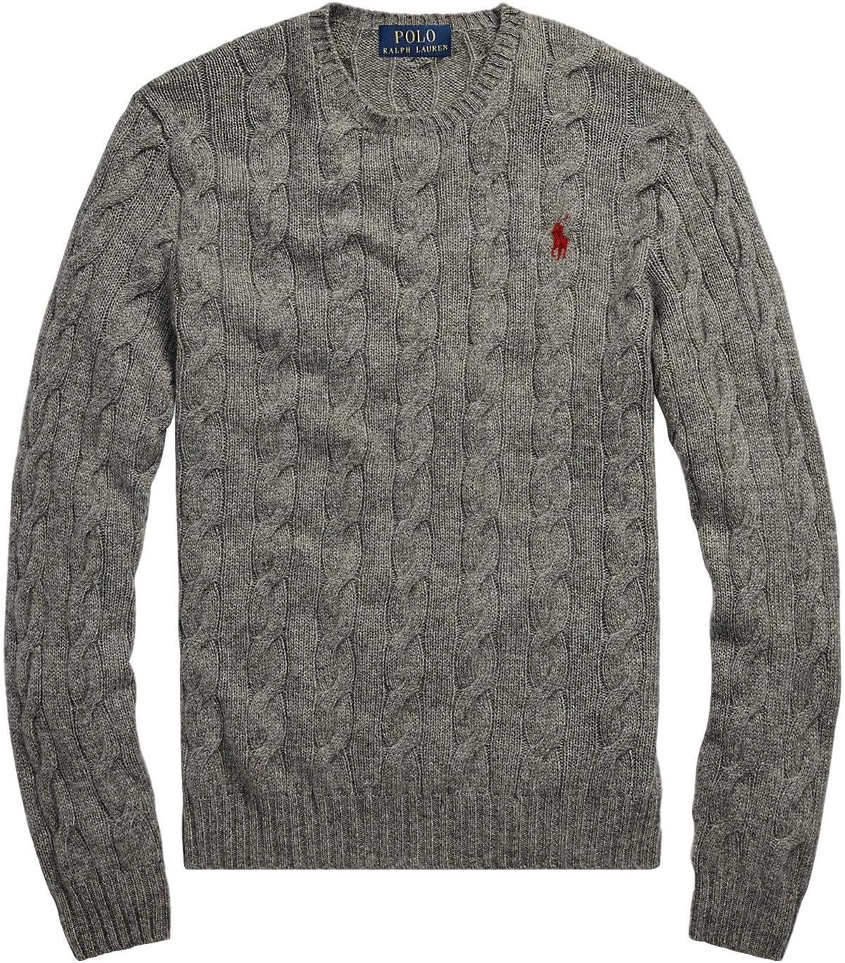 

Polo Ralph Lauren мужской свитер из хлопка с косой вязкой, Autumn/Winter 2020) Grey Melange