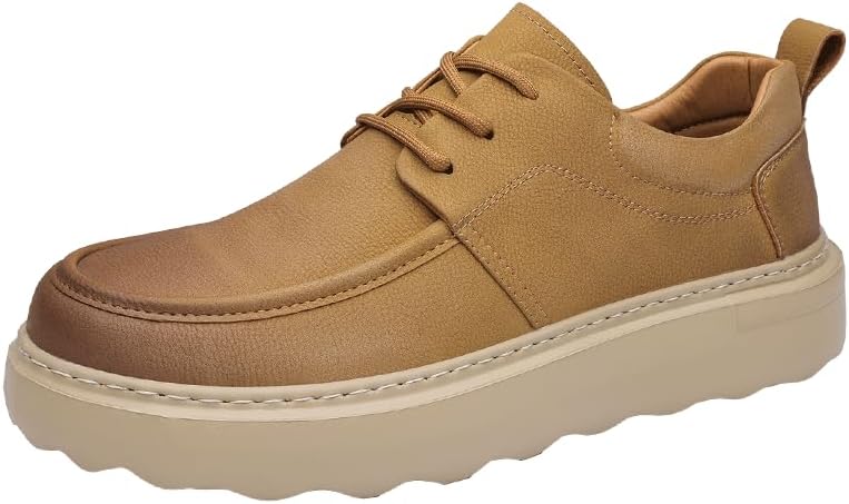 

Мужские повседневные туфли, модные, на толстой подошве, в стиле ретро, рабочие, классические, однотонные, противоскользящие, универсальные, на шнуровке, для ходьбы Sfwarmart, желтый