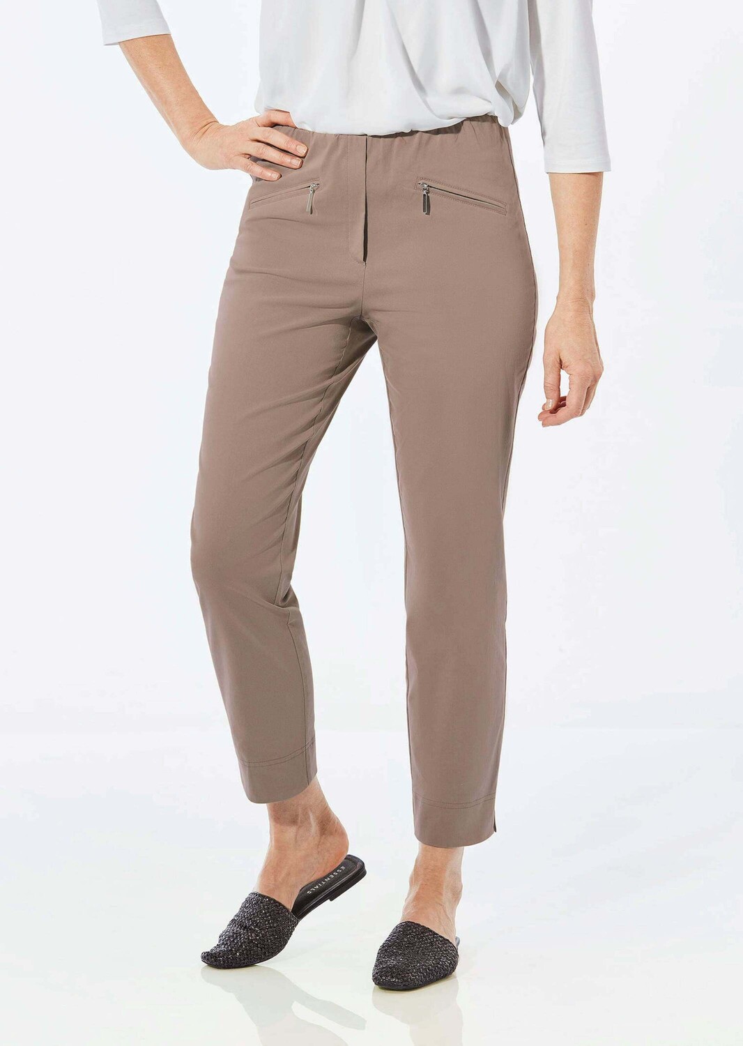 

Тканевые брюки GOLDNER 7/8 Super Stretch Schlupf Louisa, серо коричневый