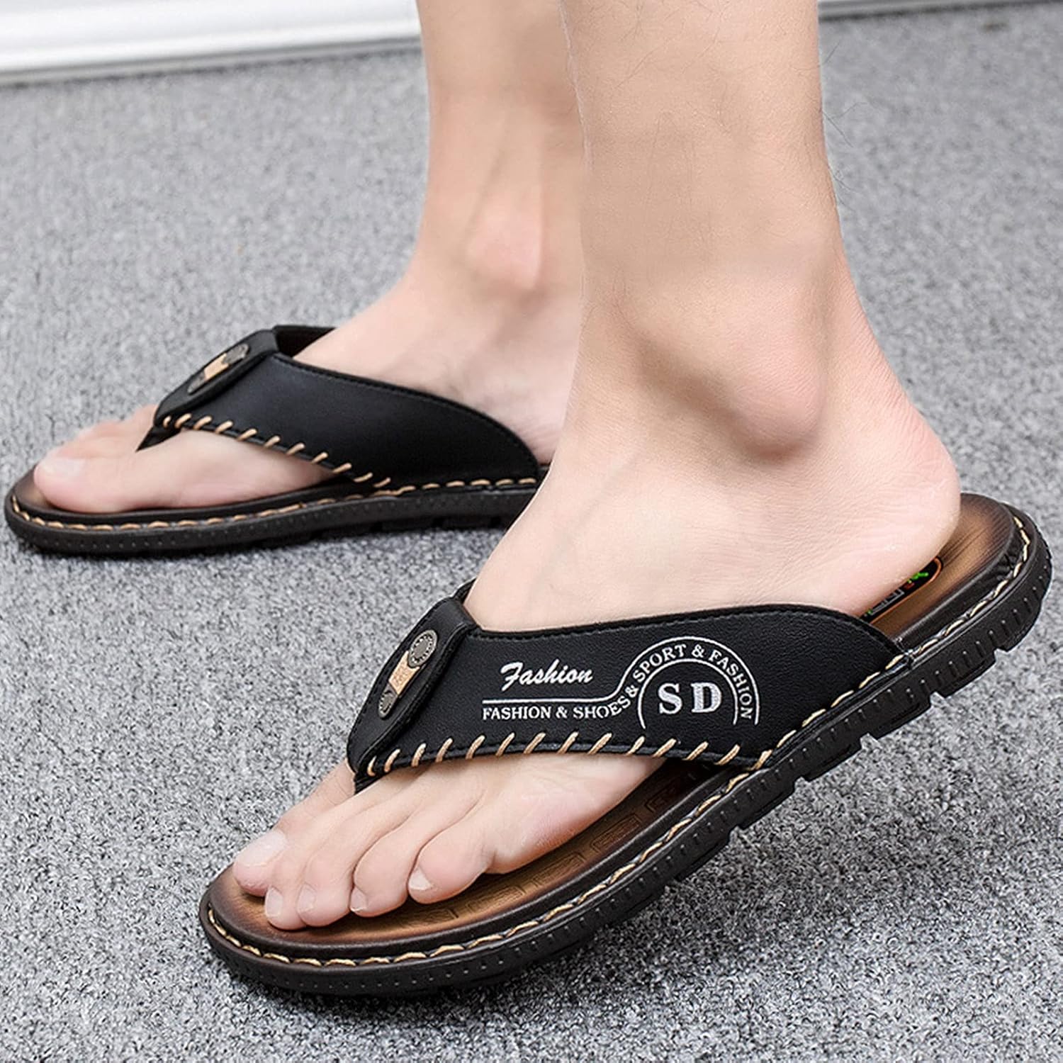 

Мужские шлепанцы с открытым носком, удобные сандалии для улицы, пляжные шлепанцы, мужские шлепанцы, пляжные сандалии с поддержкой свода стопы, летние шлепанцы (Цвет: Коричневый-B, Размер: EUR 46) Tucy