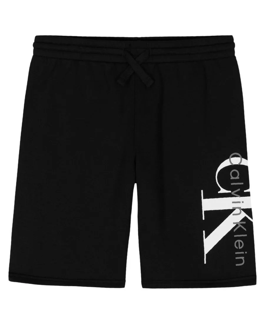 Детские шорты CK Graphic Knit Pull-On Shorts (размер 8-20) из трикотажа с графическим принтом Calvin Klein, черный — фото 4