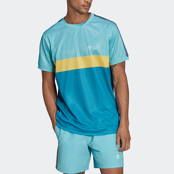 Футболка с рисунком, созданным человеком Adidas, синий — фото 3