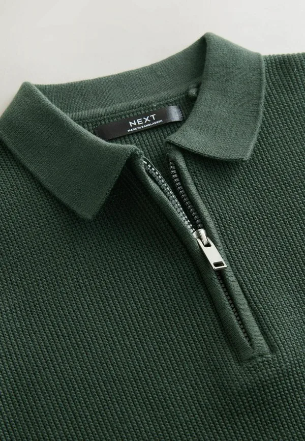 Поло-Рубашка стандартного кроя с застежкой-молнией на воротнике Next, Dark Green — фото 2