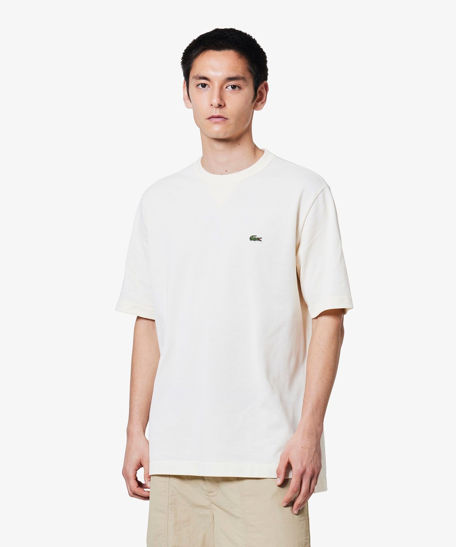 L.12.12 Футболка из пике со складками LACOSTE, Off white