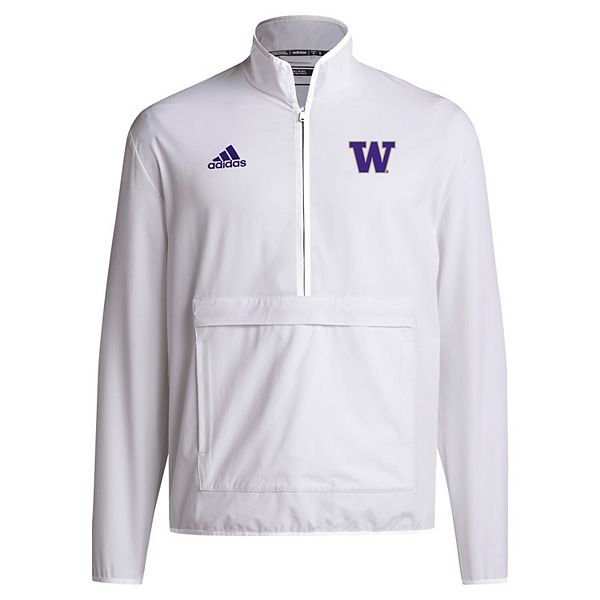 Мужская белая куртка-полузип washington huskies 2024 coaches sideline Adidas — фото 3