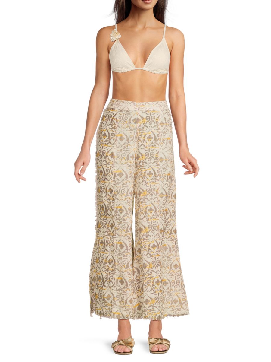 

Широкие брюки-туника из хлопка с принтом La Moda Clothing, цвет Off White Multi