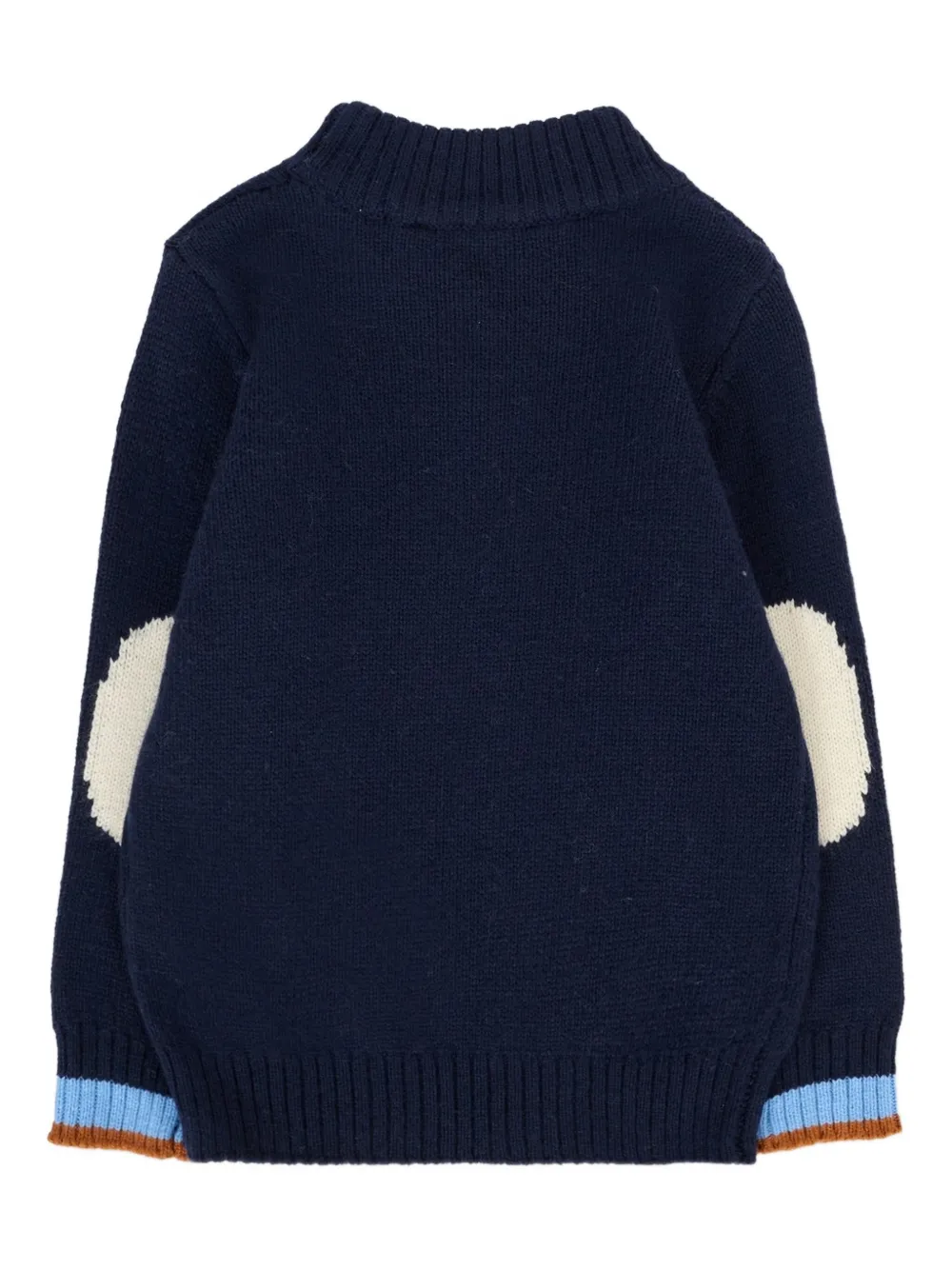 Свитер с воротником-стойкой и контрастными локтями TRUSSARDI JUNIOR, синий — фото 2