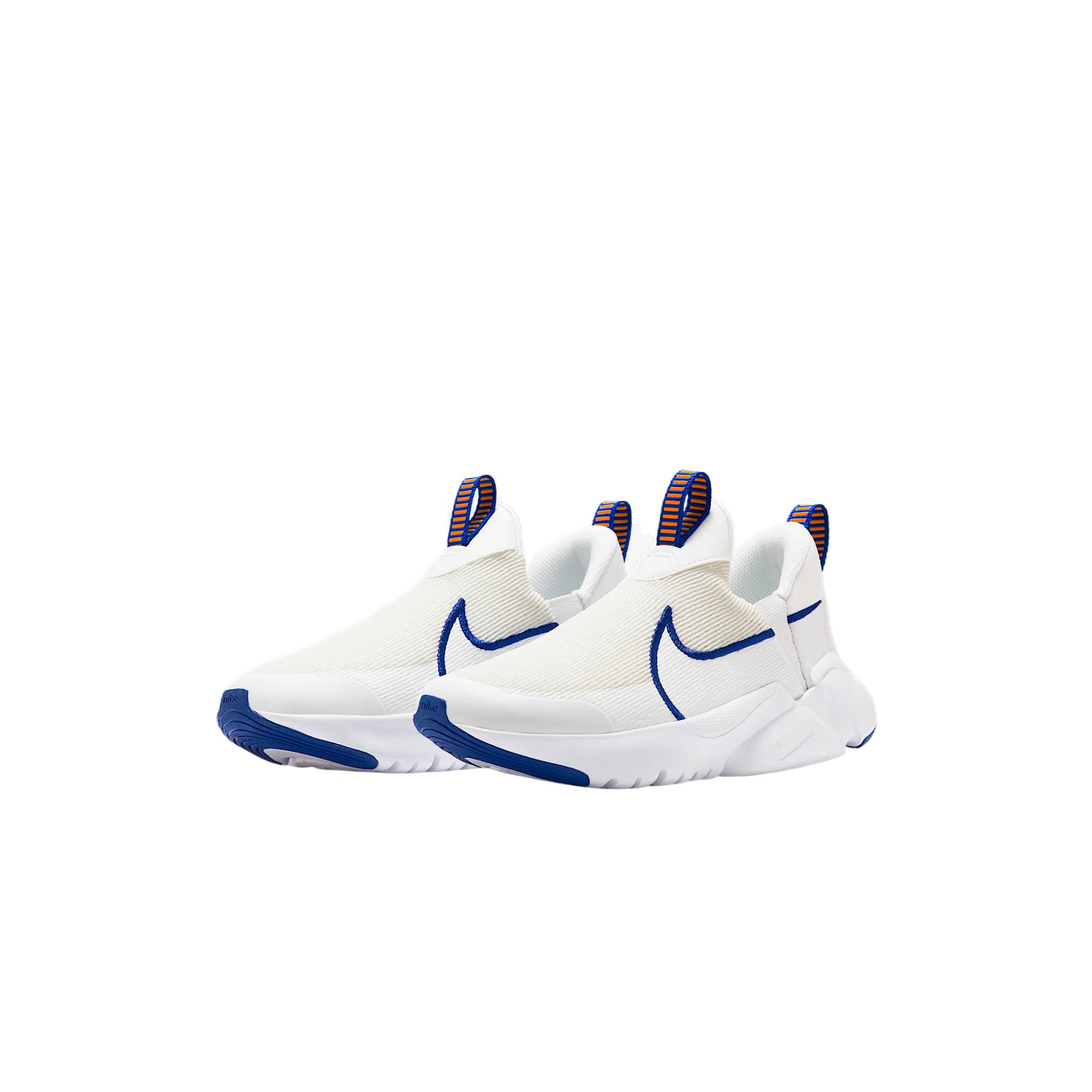 Nike Flex Plus 2 дышащие низкие детские беговые кроссовки Mountain White Royal Blue Orange Peel Yellow White — фото 3