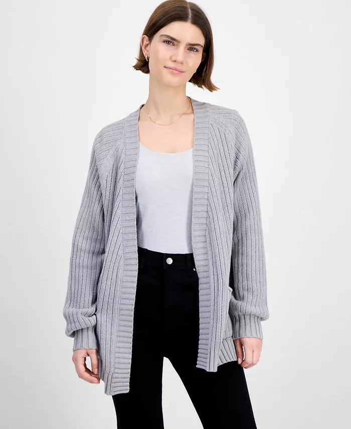 

Кардиган пуантельной вязки с открытым передом для юниоров Hippie Rose, серый