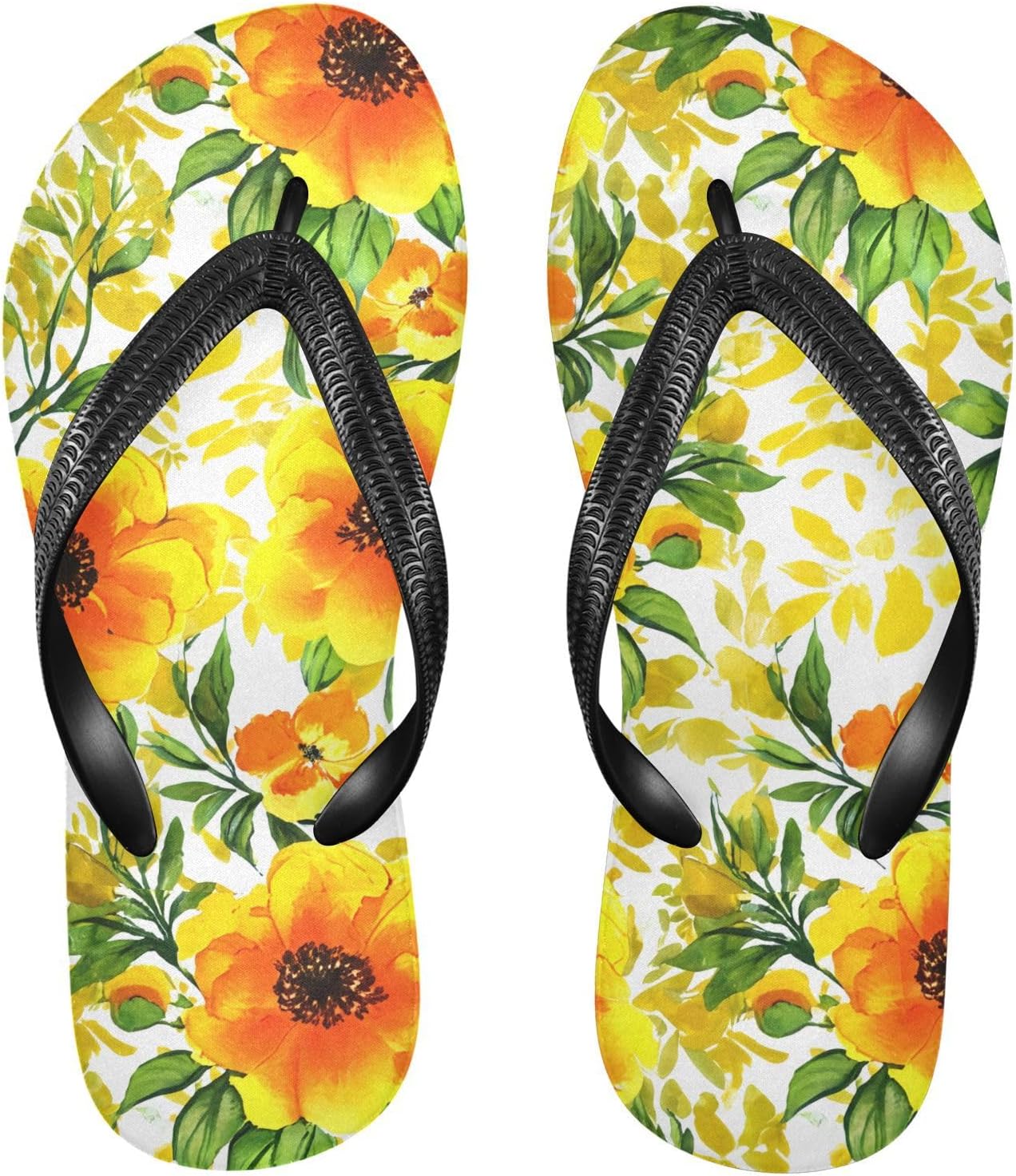 

Вьетнамки с акварельным рисунком мака, желтые, для пляжа, для душа, резиновые, с нескользящей подошвой, летние тапочки, обувь для мужчин и женщин Sinestour