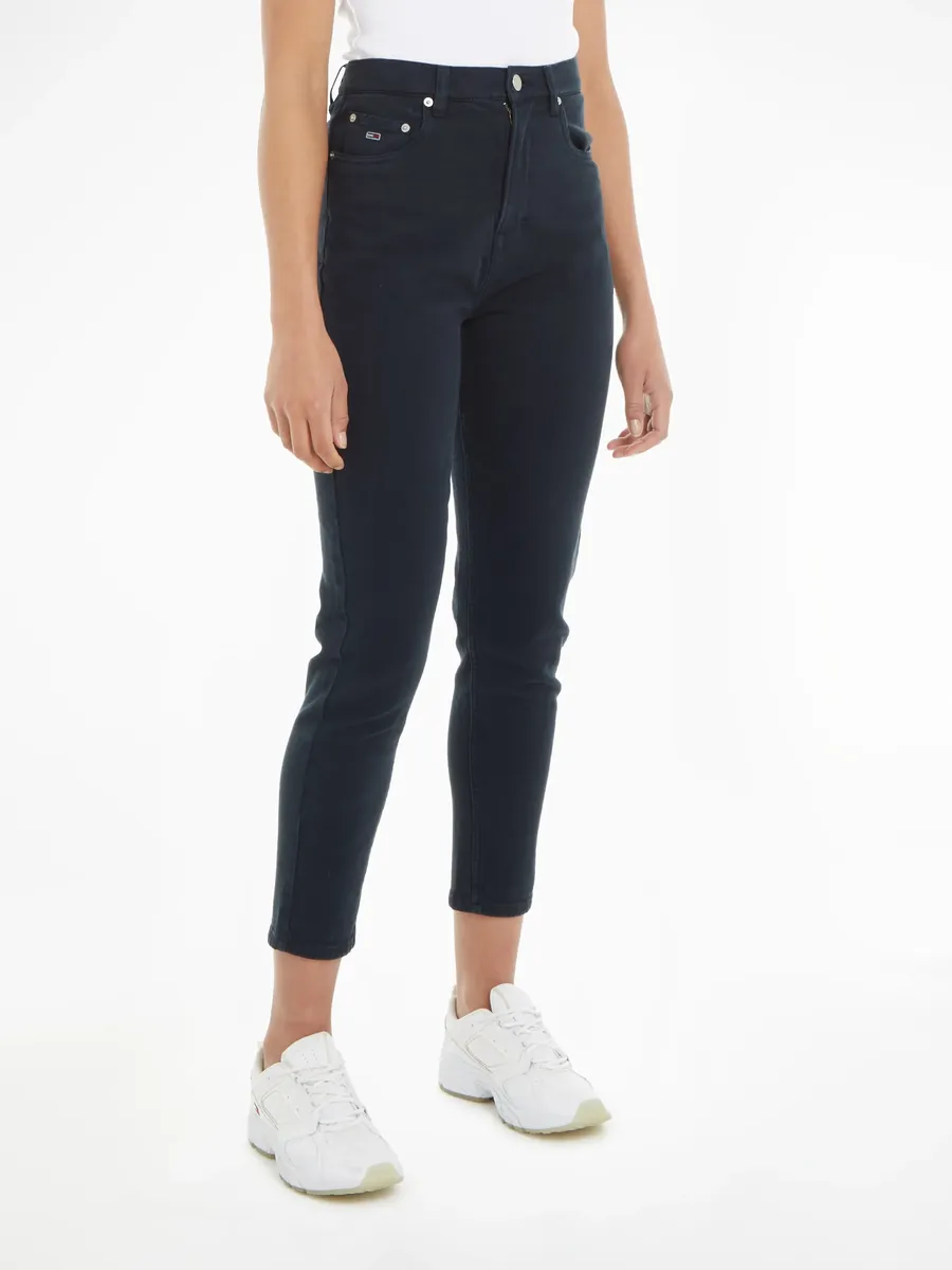 

Тканые брюки Tommy Jeans "TJW MOM SLIM UH GD" с вышивкой логотипа, цвет Dark_Night_Navy