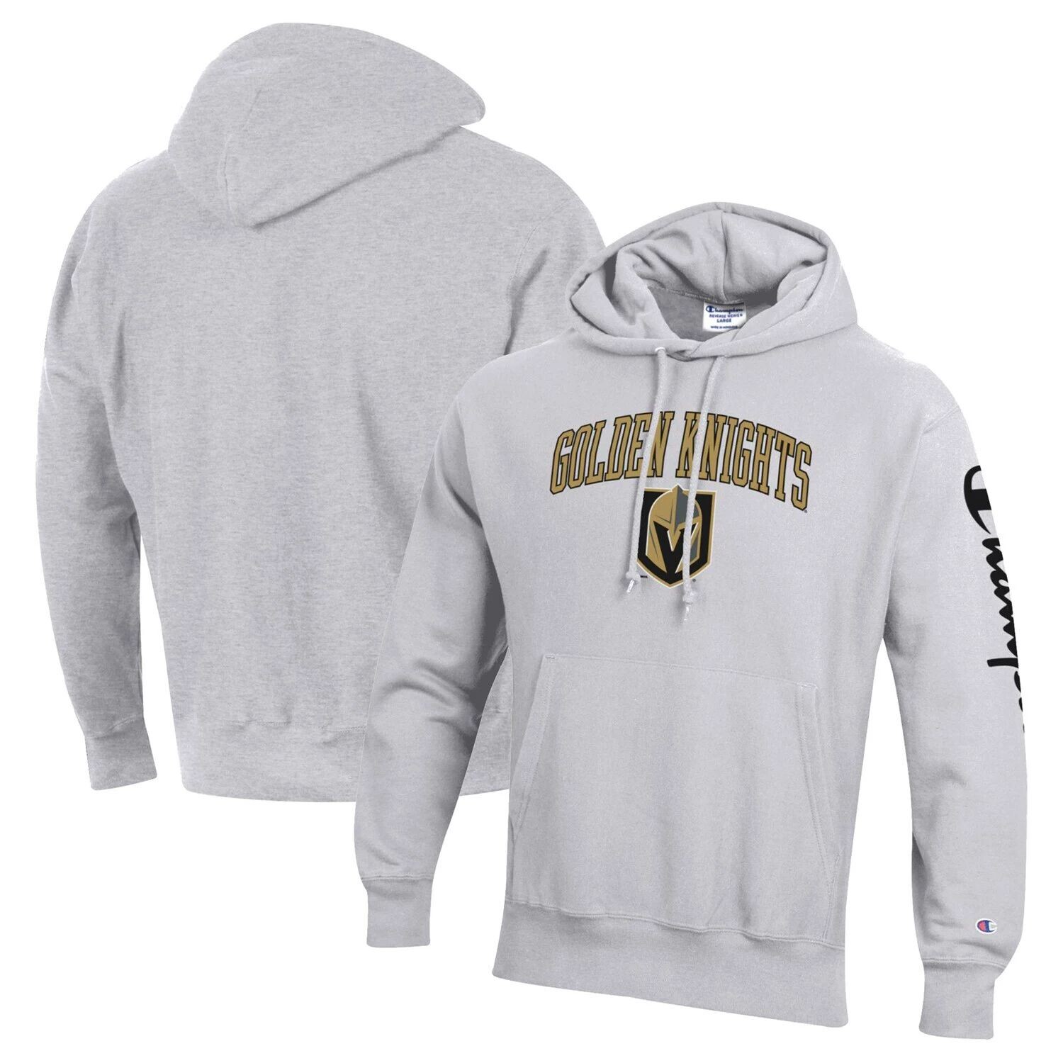 

Мужской пуловер с капюшоном обратного переплетения Heather Grey Vegas Golden Knights Champion