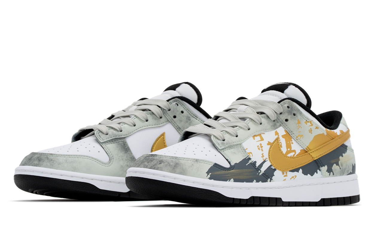 Nike Кроссовки Dunk Skateboard для мужчин, низкие, синие, белые, золотые — фото 4