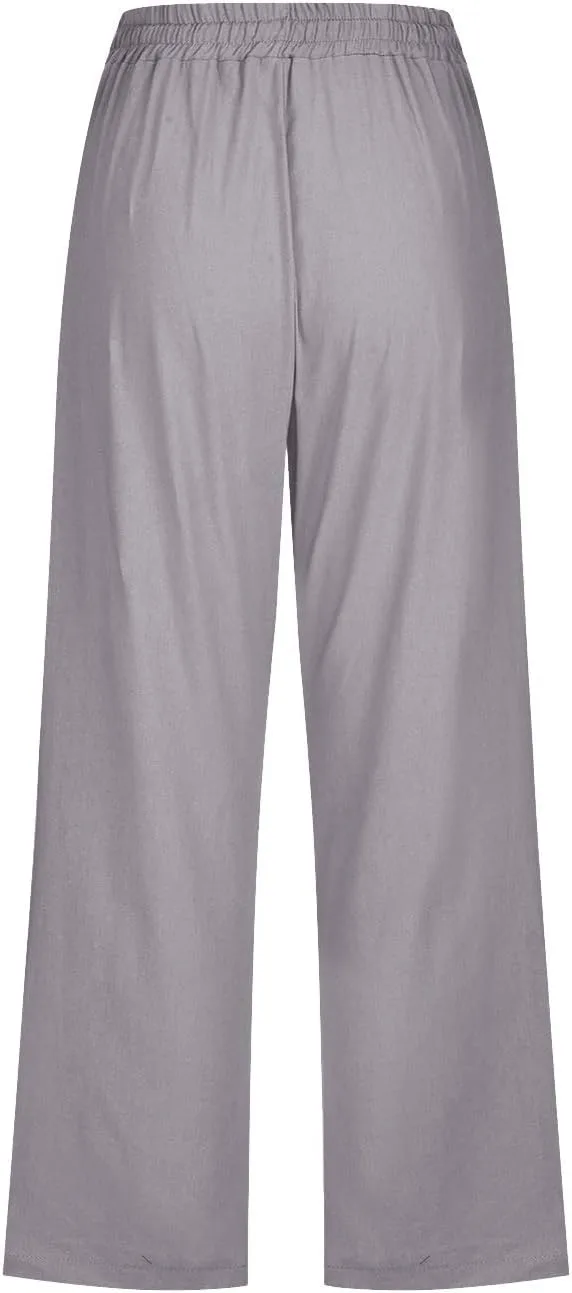 Капри для женщин Plus Size Stretch High Waisted Button Linen Pant — фото 4