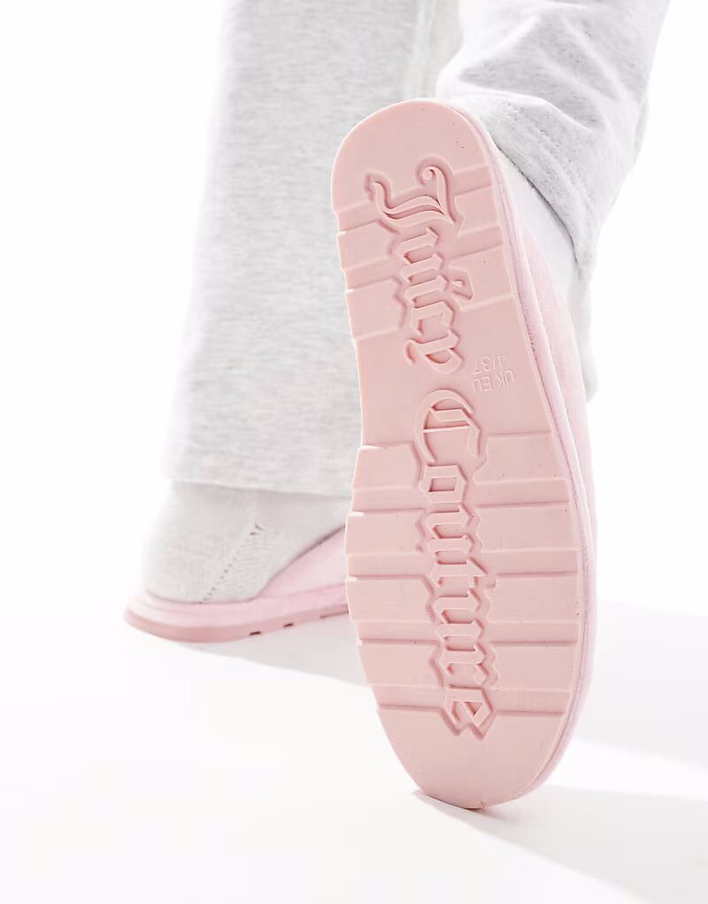 Велюровые тапочки Juicy Couture нежно-розового цвета — фото 4
